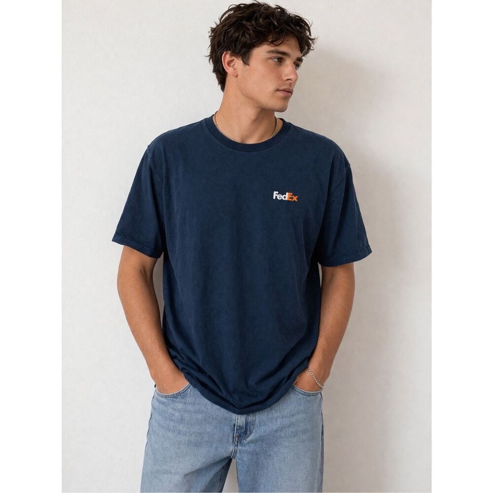 FedEx Logo T-Shirt Navy Blue Size XL Casual Graphic Tee Size XL See notes